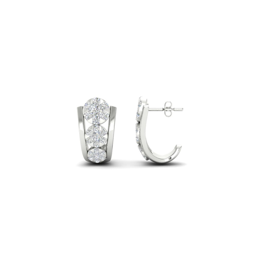 Cute J Hoop Diamond Bali Earrings