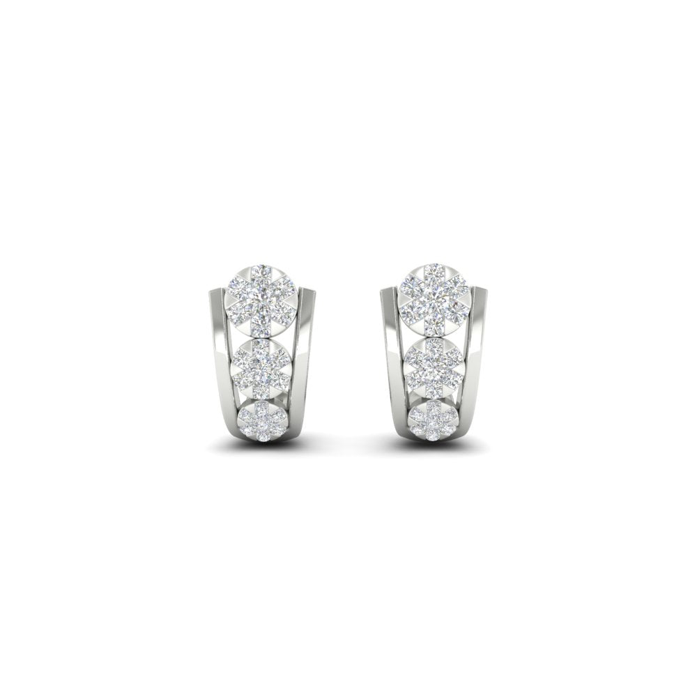 Cute J Hoop Diamond Bali Earrings