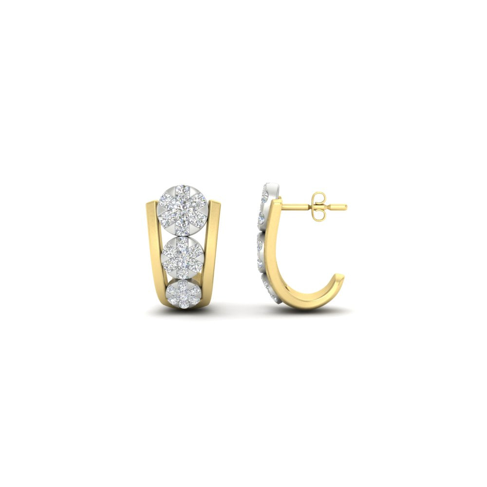 Cute J Hoop Diamond Bali Earrings