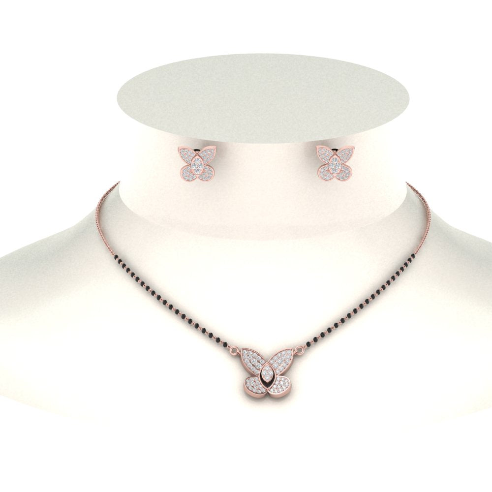Cute Butterfly Mangalsutra And Earring Set