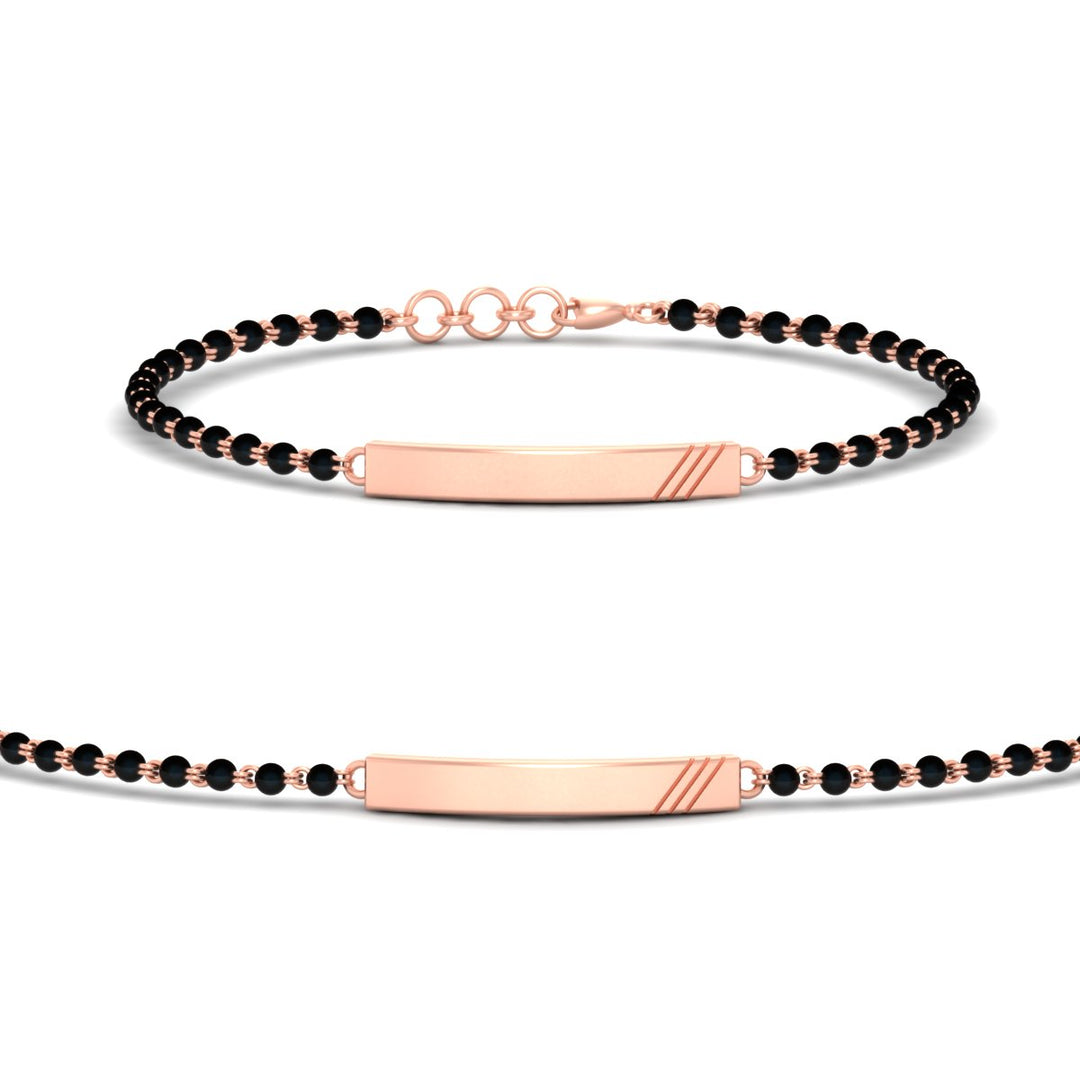 Dainty Gold Bar Men's Mangalsutra Bracelet