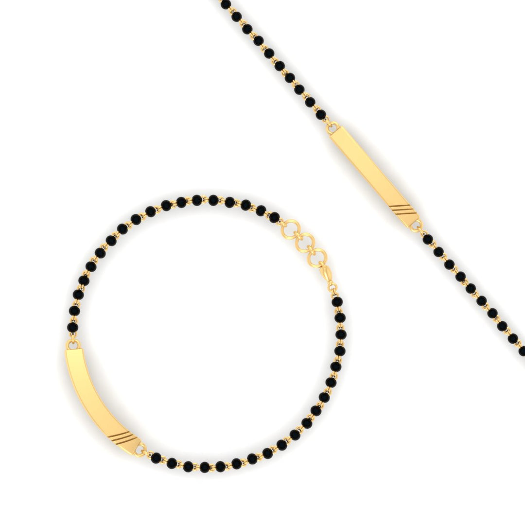 Dainty Gold Bar Men's Mangalsutra Bracelet
