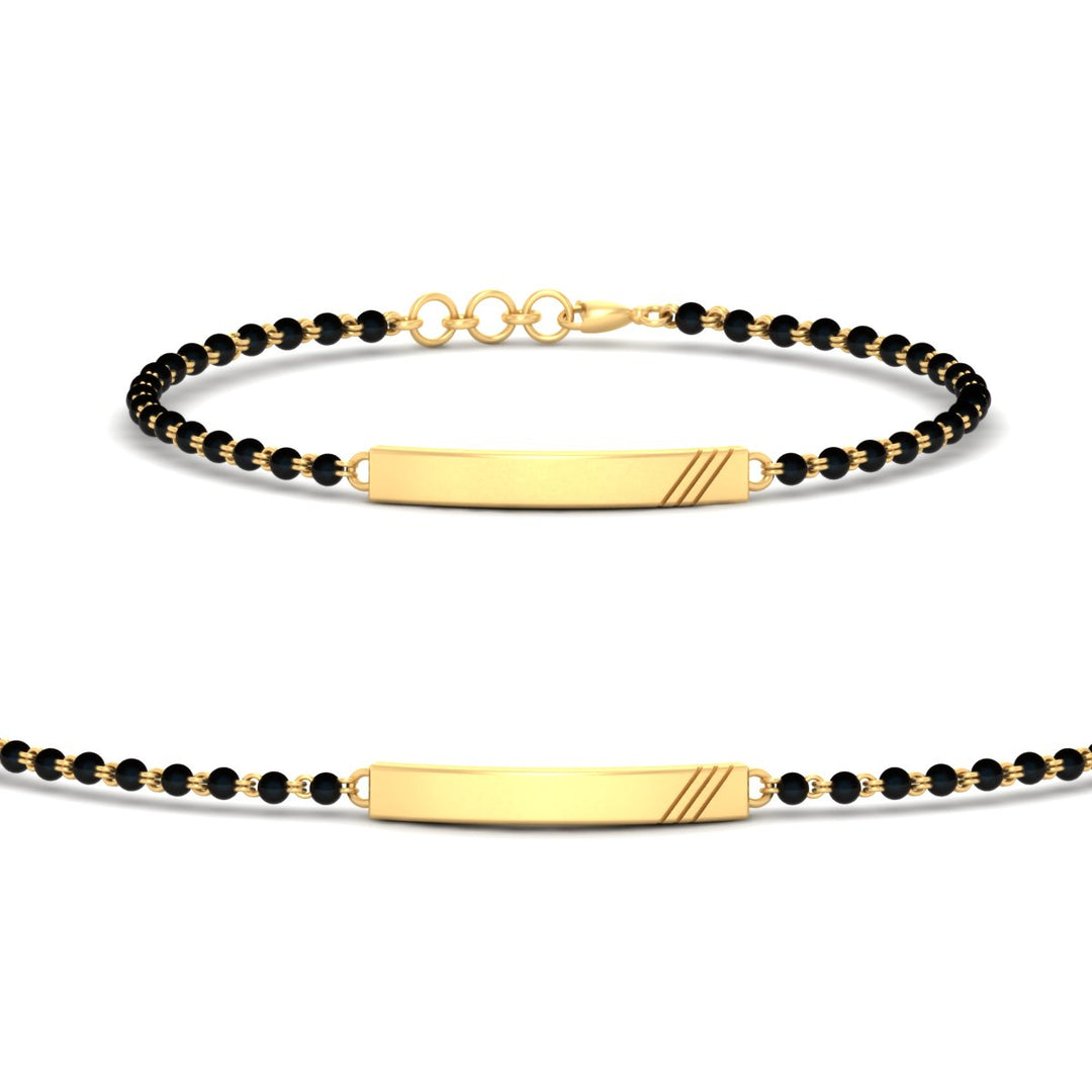 Dainty Gold Bar Men's Mangalsutra Bracelet