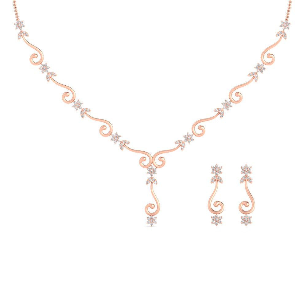 Delicate Diamond Necklace With Earrings