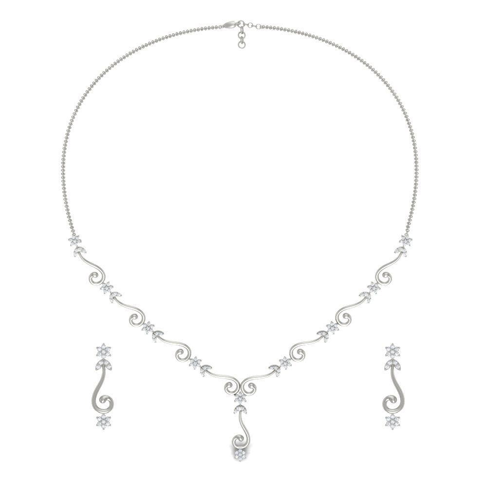 Delicate Diamond Necklace With Earrings