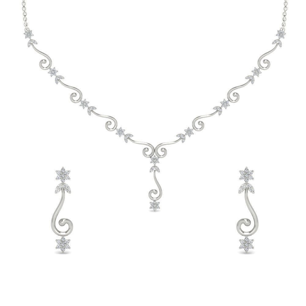 Delicate Diamond Necklace With Earrings