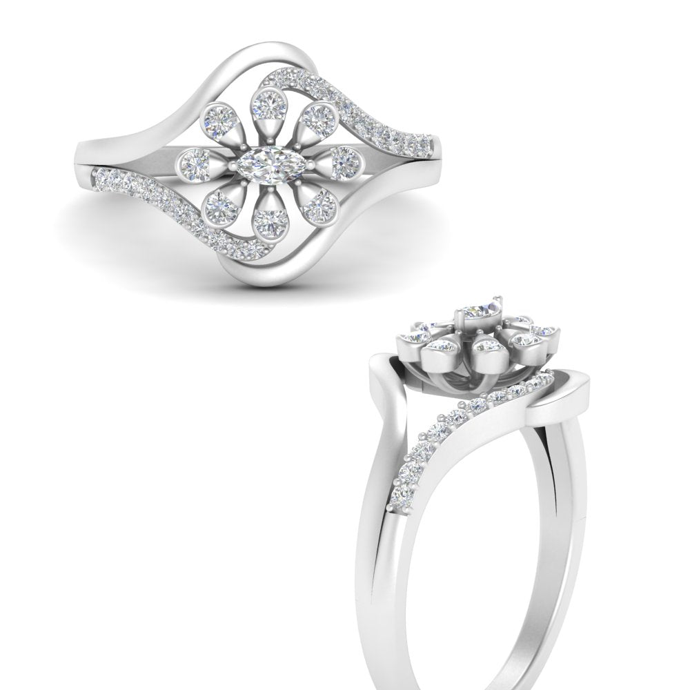 Delicate Flower Diamond Ring