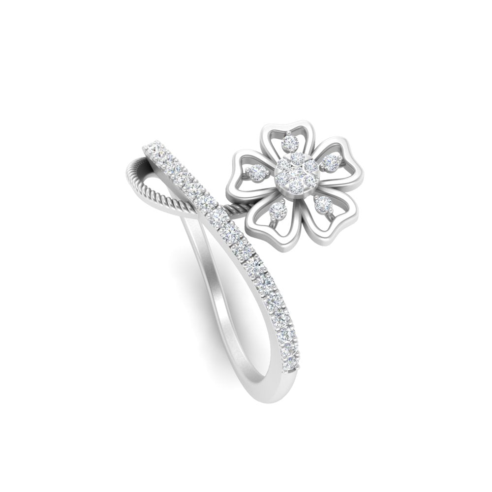 Delicate Flower Real Diamond Engagement Ring