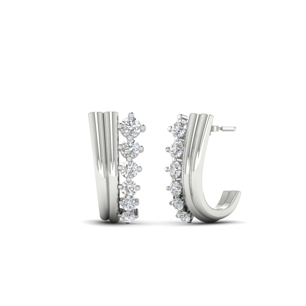 Diamond J Hoops Earrings