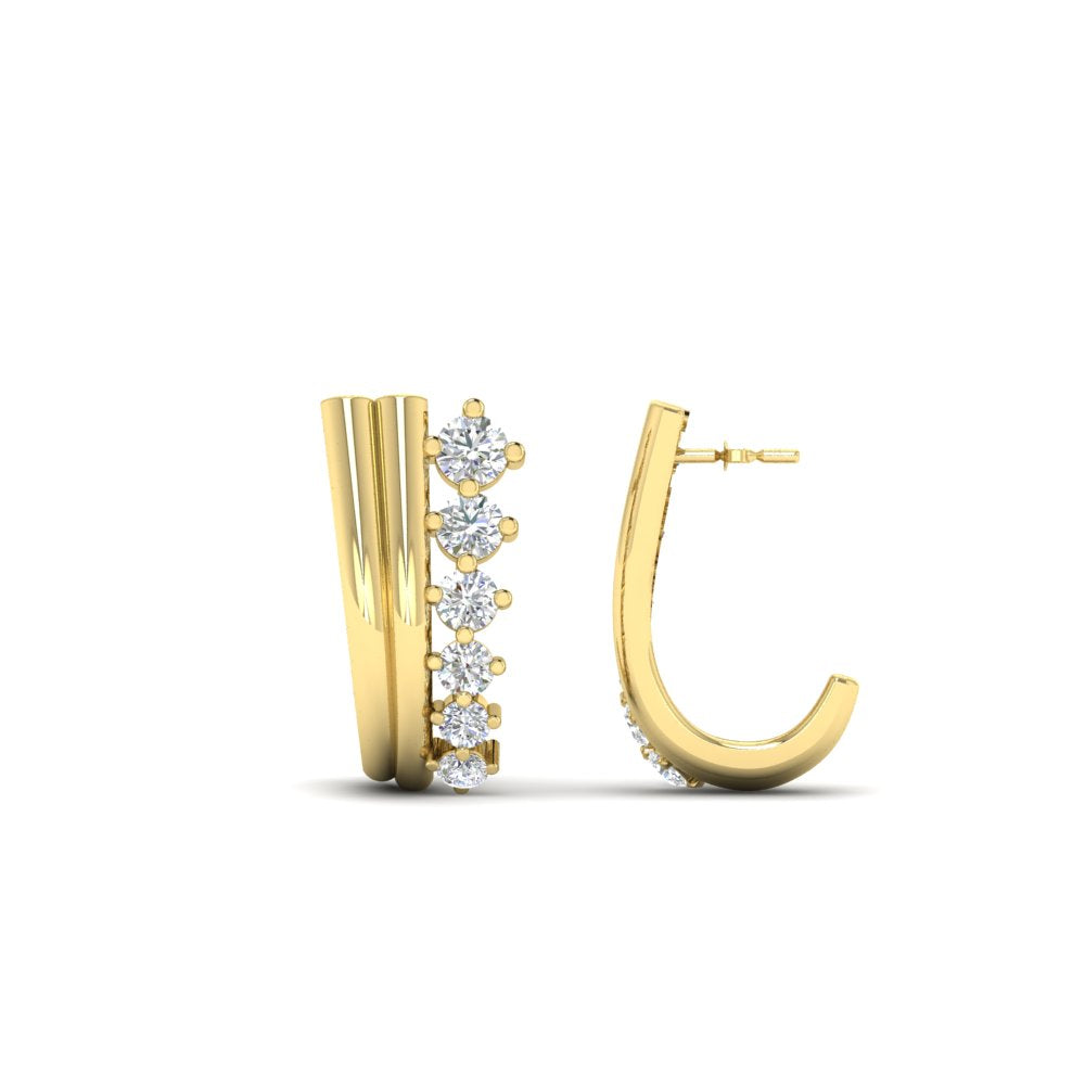 Diamond J Hoops Earrings