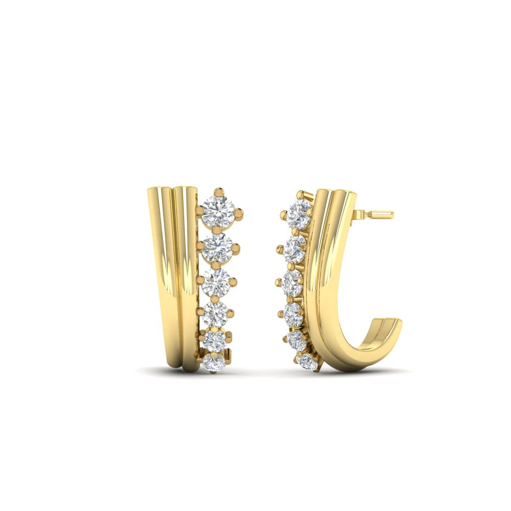 Diamond J Hoops Earrings