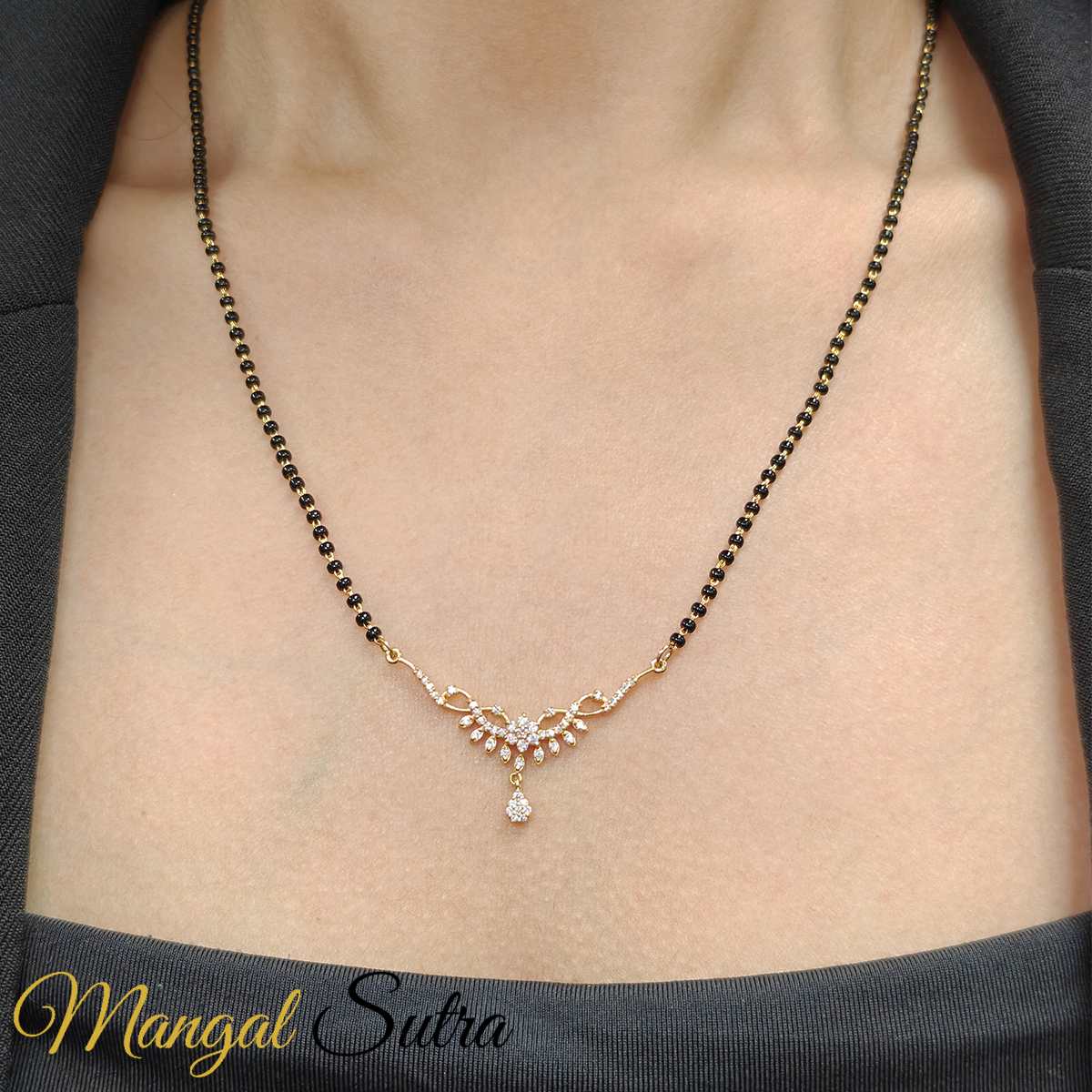 Women's Diamond Cluster Drop Mangalsutra