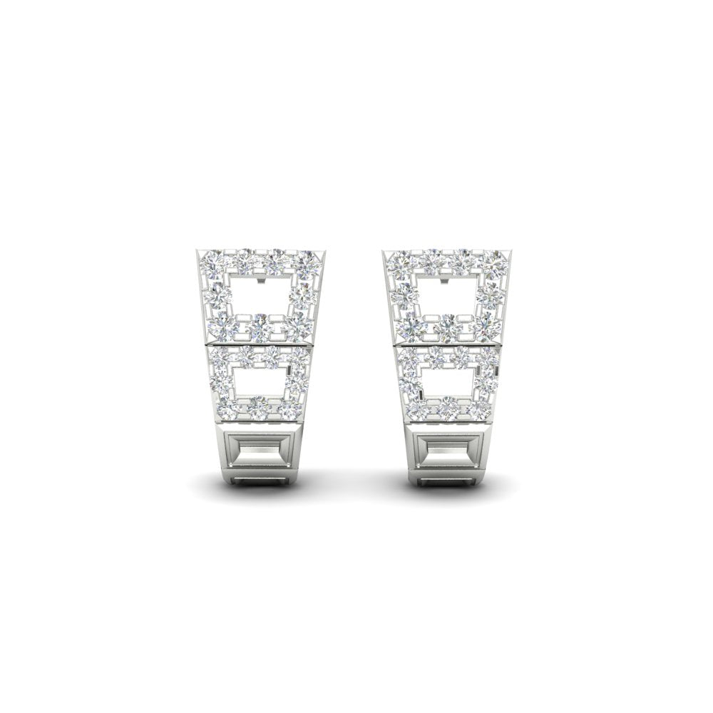 Diamond J Hoops Square Earrings