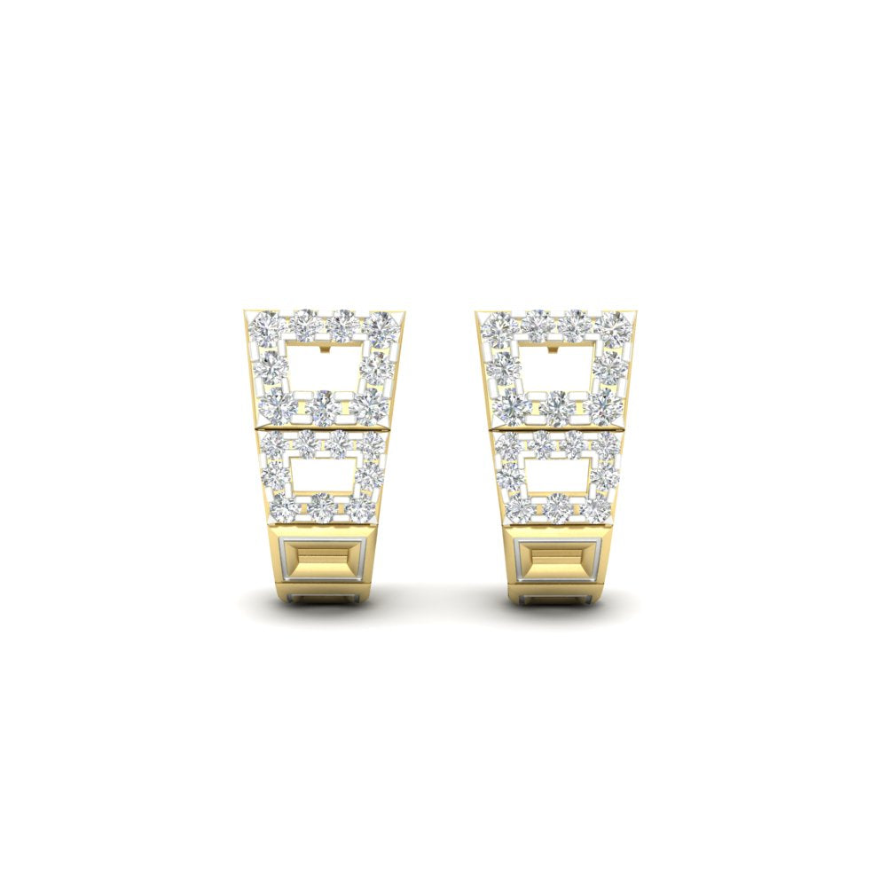 Diamond J Hoops Square Earrings