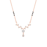 Load image into Gallery viewer, diamond-leaf-drop-3-black-bead-mangalsutra-necklace-in-rose-gold-mgs9032angle1-nl-rg.jpg?v=1785412505