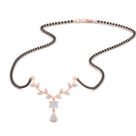 Load image into Gallery viewer, diamond-leaf-drop-black-bead-mangalsutra-necklace-in-rose-gold-mgs9032sleep-nl-rg.jpg?v=1785412426