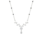 Load image into Gallery viewer, diamond-leaf-drop-spaced-out-black-bead-mangalsutra-necklace-in-white-gold-mgs9032angle1-nl-wg.jpg?v=1785412343