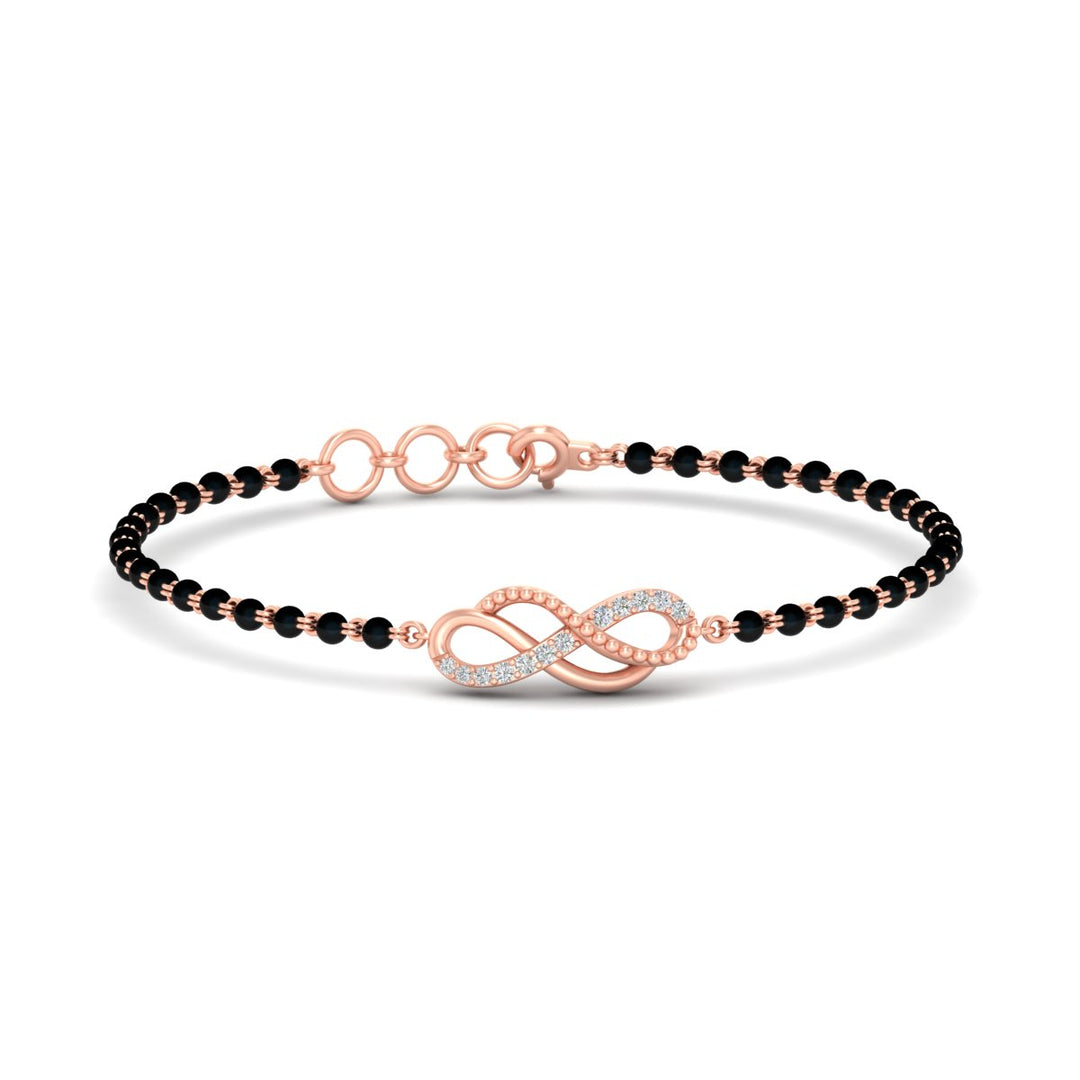 Double Infinity Mens Diamond Mangalsutra Bracelet