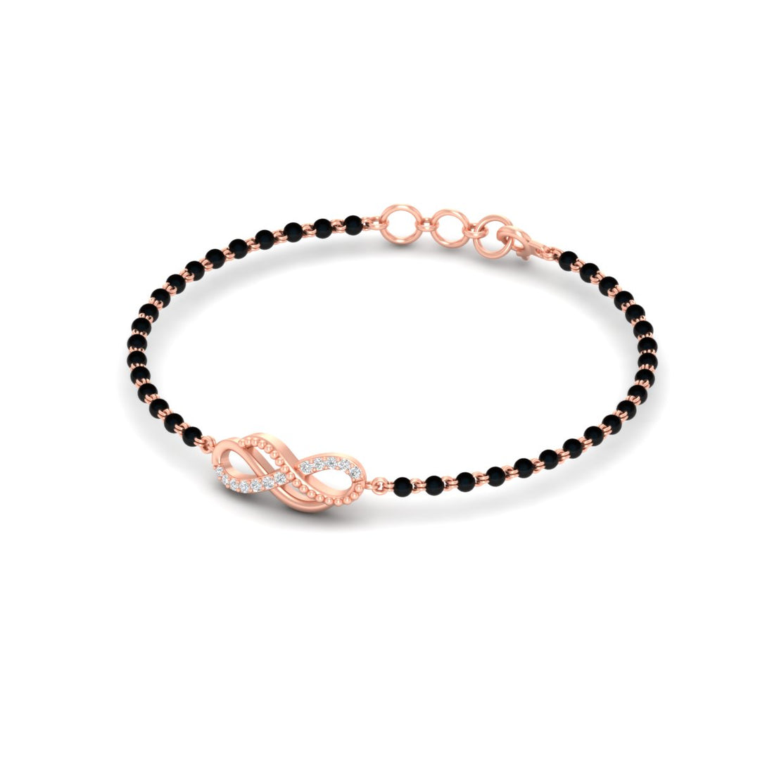 Double Infinity Mens Diamond Mangalsutra Bracelet