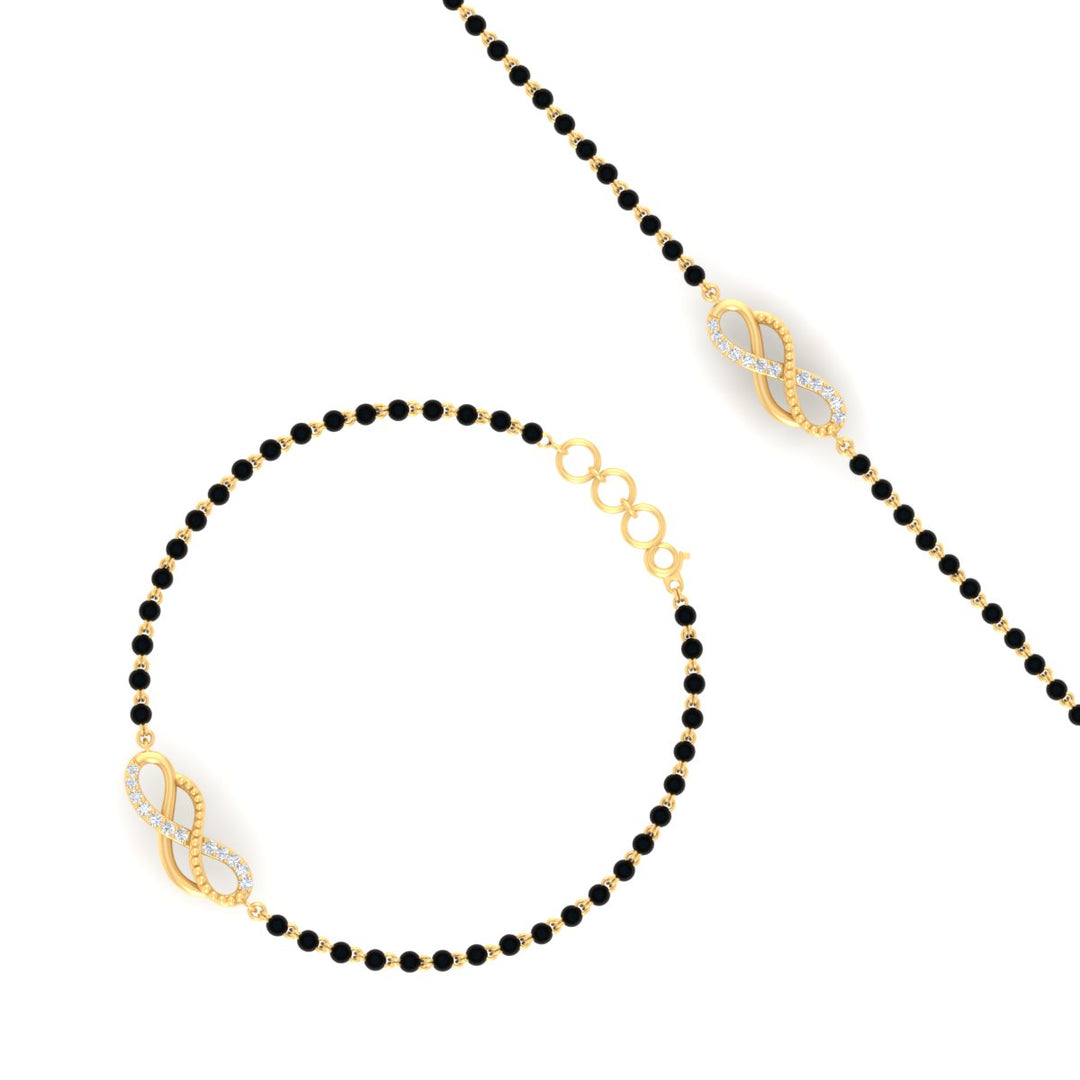 Double Infinity Mens Diamond Mangalsutra Bracelet