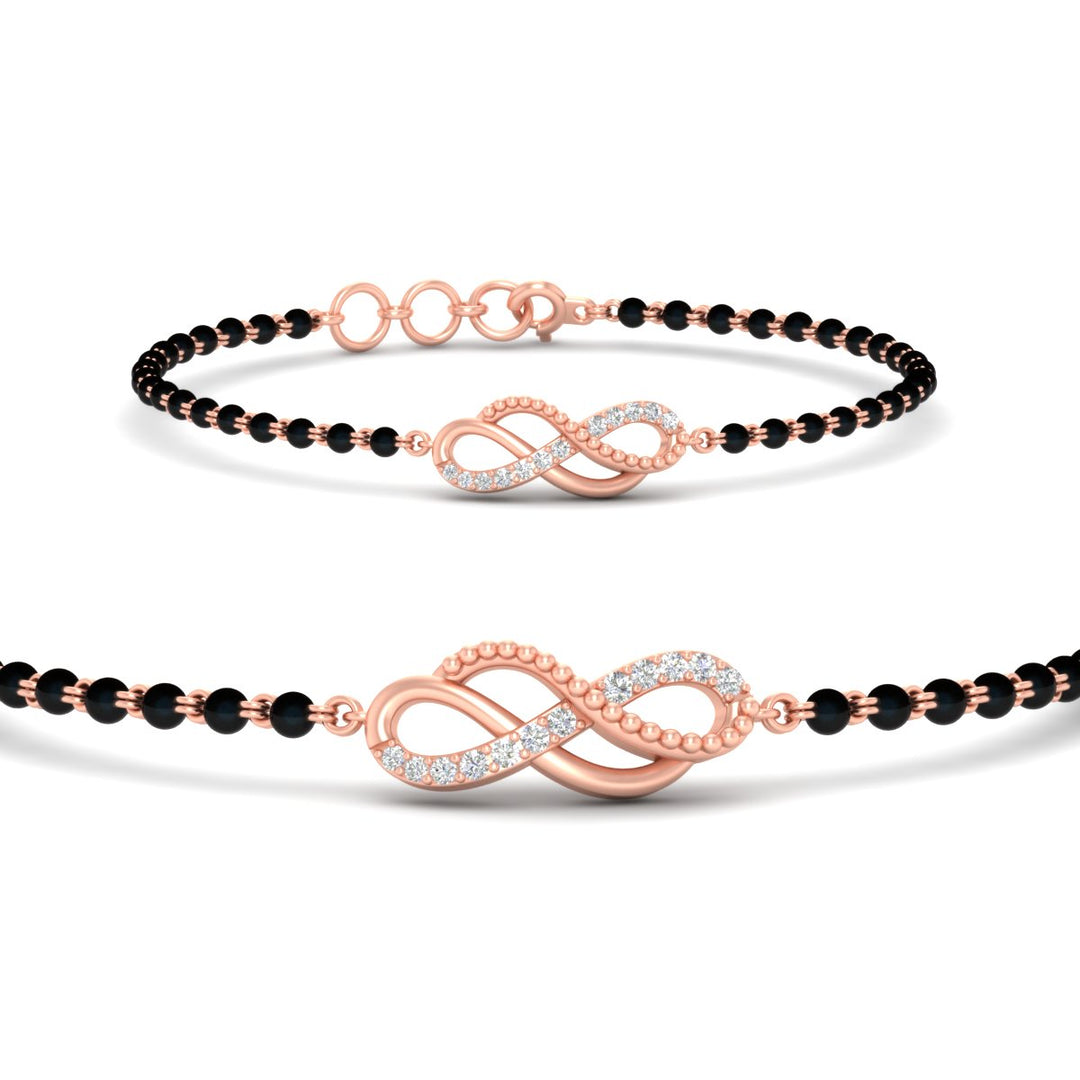 Double Infinity Mens Diamond Mangalsutra Bracelet