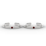 Load image into Gallery viewer, double-line-ruby-toe-rings-in-sterlingsilver-mgs11433grudrangle1-nl-wg