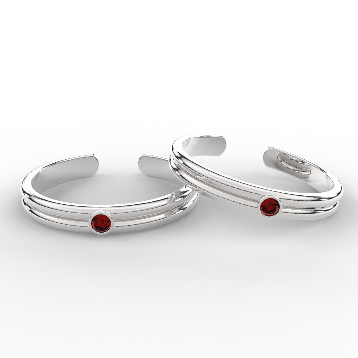 Double Line Ruby Toe Rings