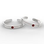 Load image into Gallery viewer, double-line-ruby-toe-rings-in-sterlingsilver-mgs11433grudrsleep-nl-wg