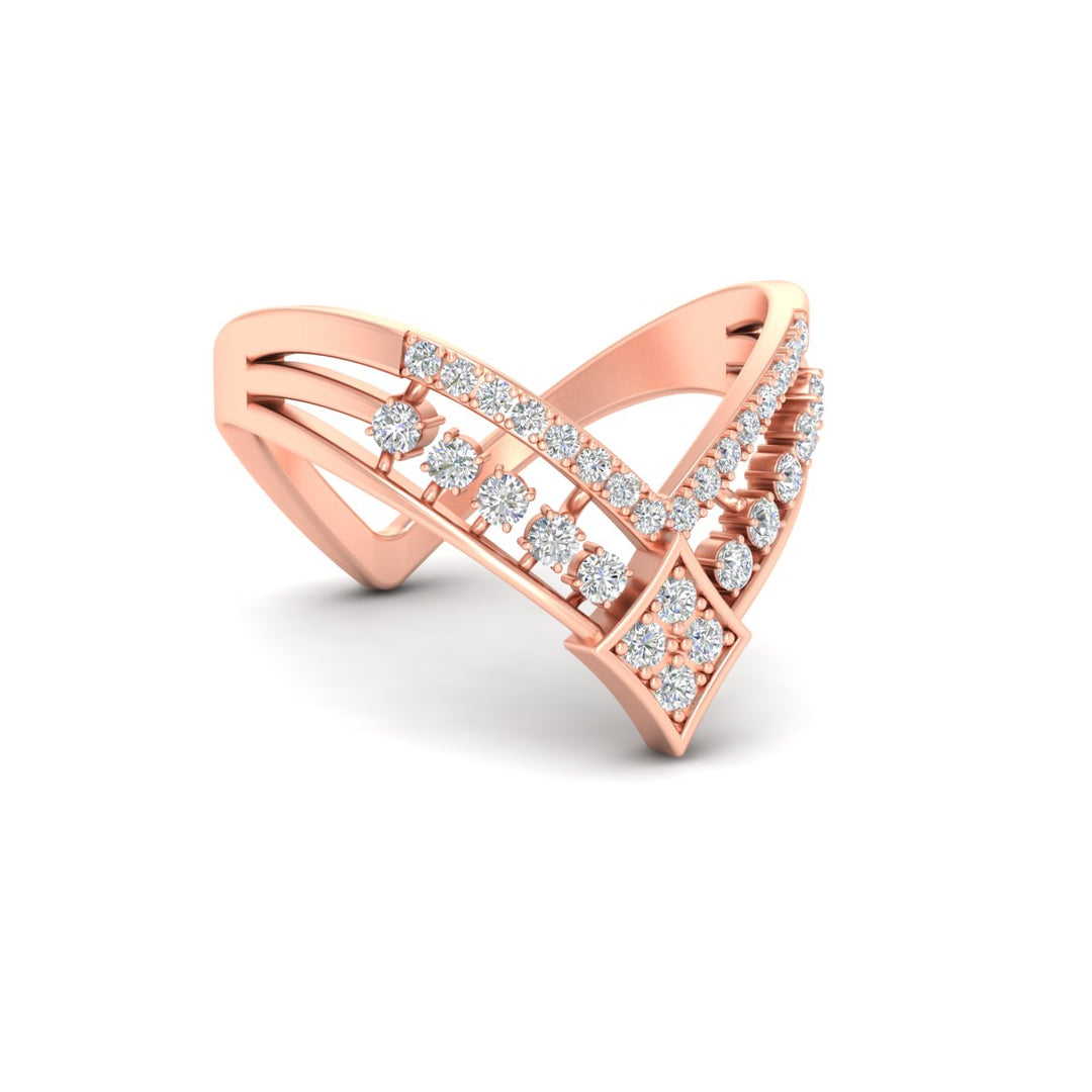 Double Row Crown Chevron Diamond Vanki Ring