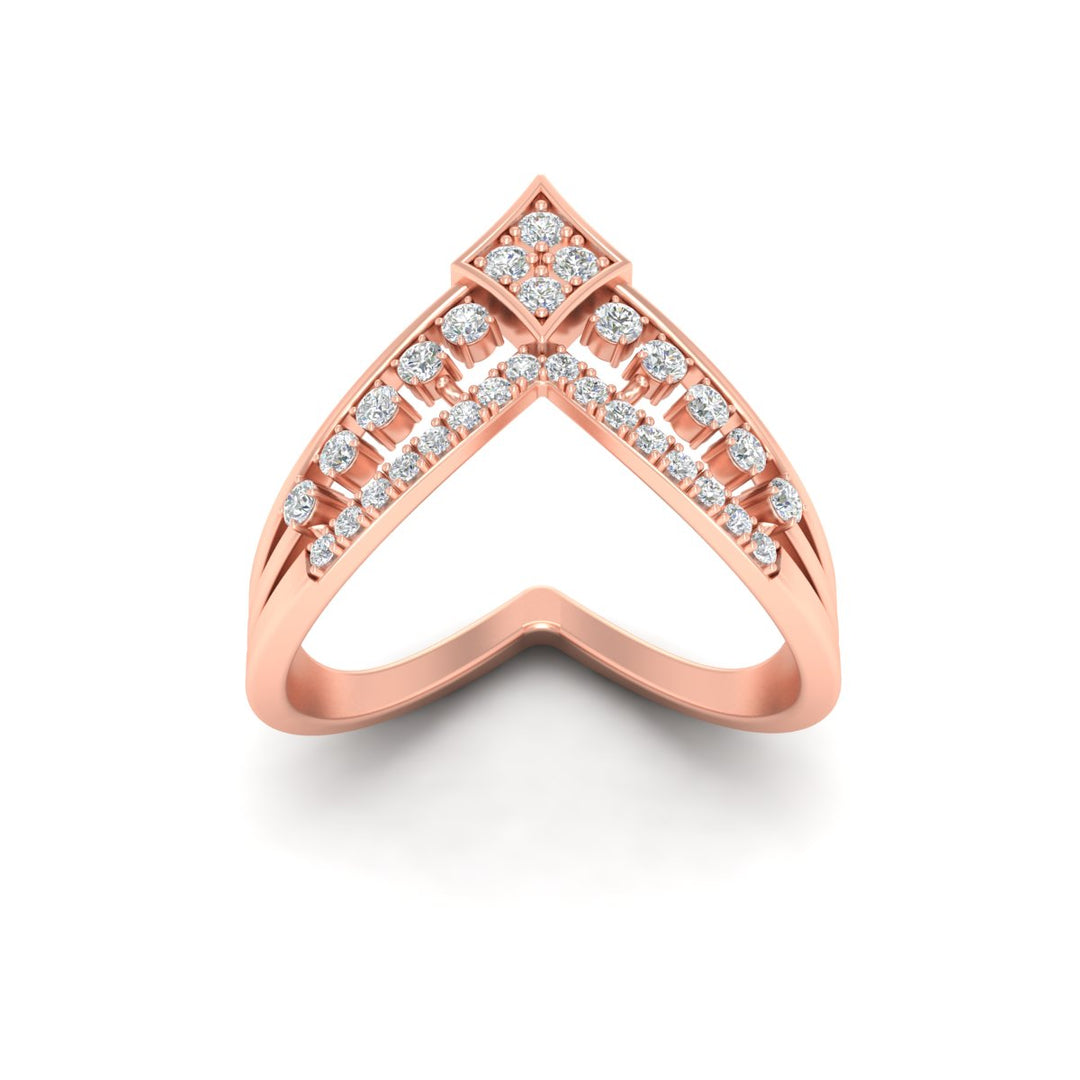 Double Row Crown Chevron Diamond Vanki Ring