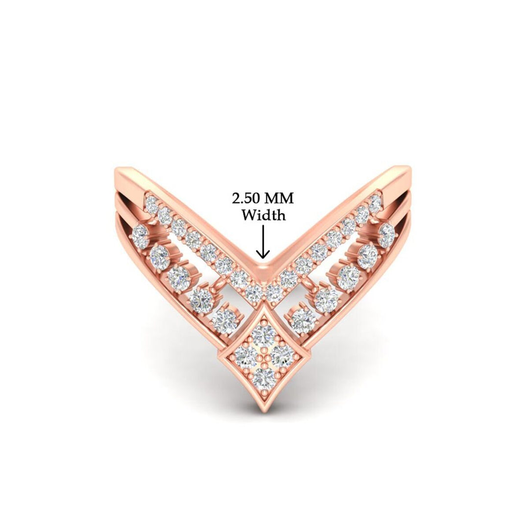 Double Row Crown Chevron Diamond Vanki Ring