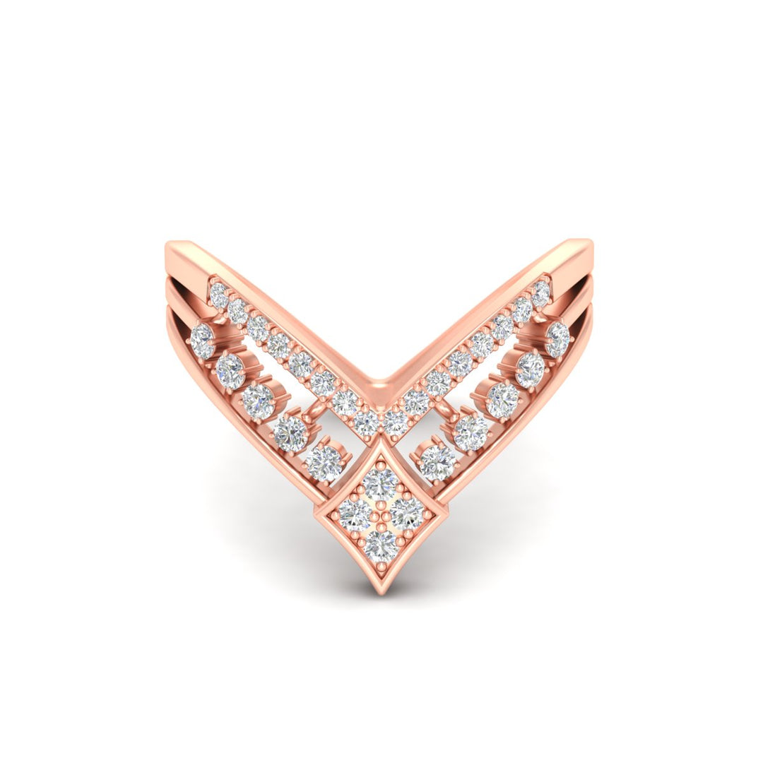 Double Row Crown Chevron Diamond Vanki Ring
