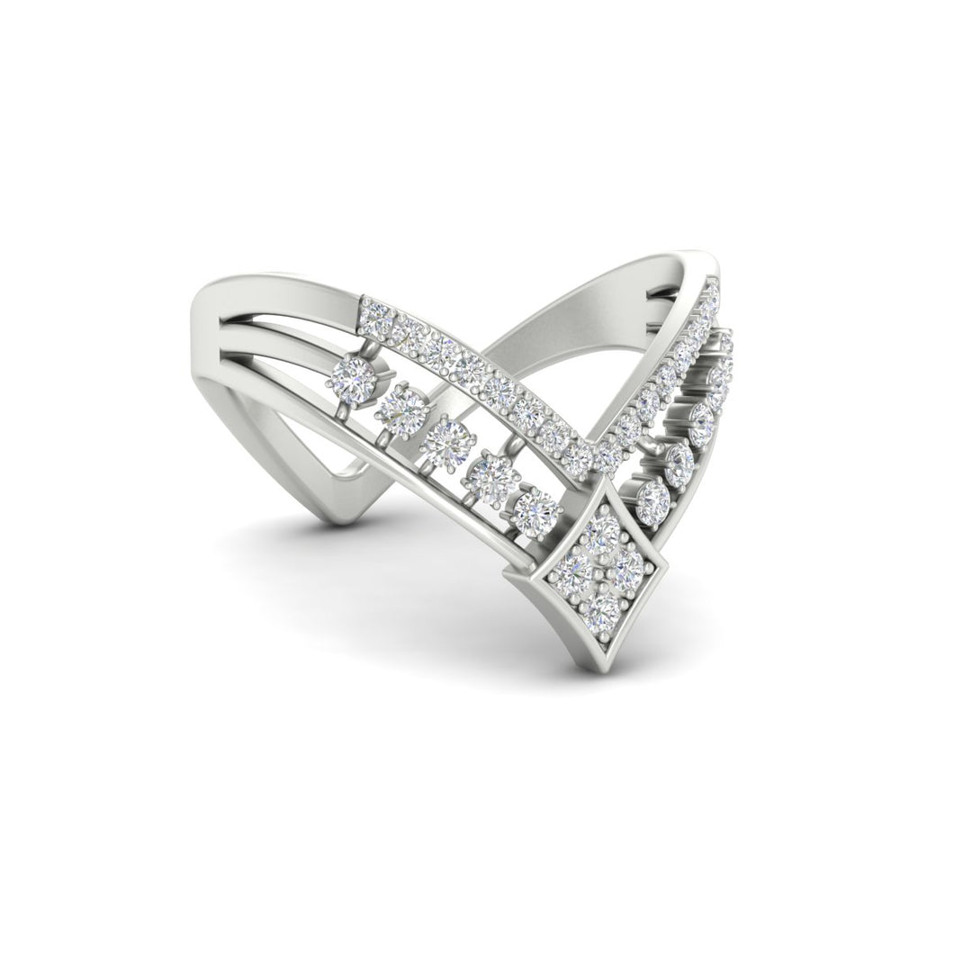 Double Row Crown Chevron Diamond Vanki Ring