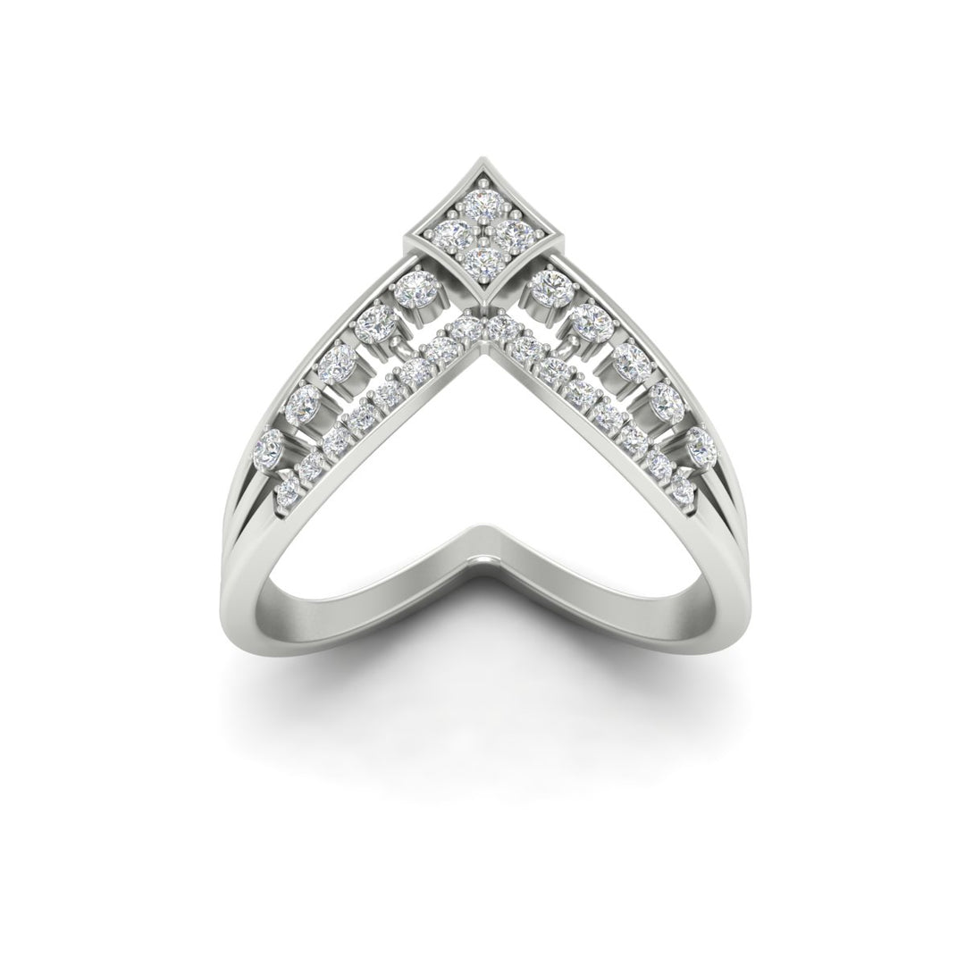 Double Row Crown Chevron Diamond Vanki Ring