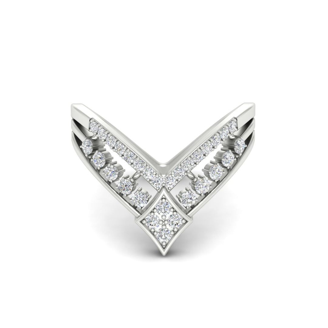 Double Row Crown Chevron Diamond Vanki Ring