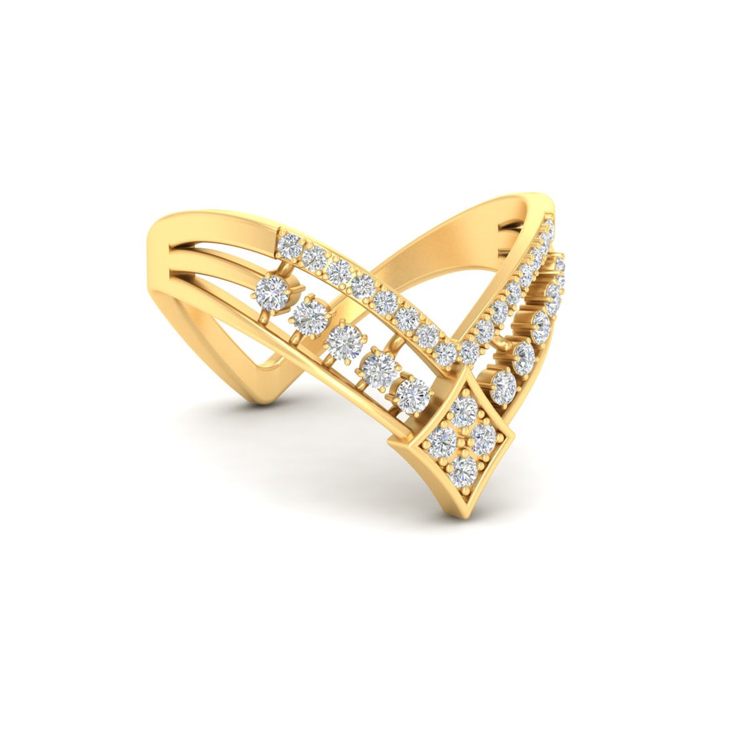 Double Row Crown Chevron Diamond Vanki Ring