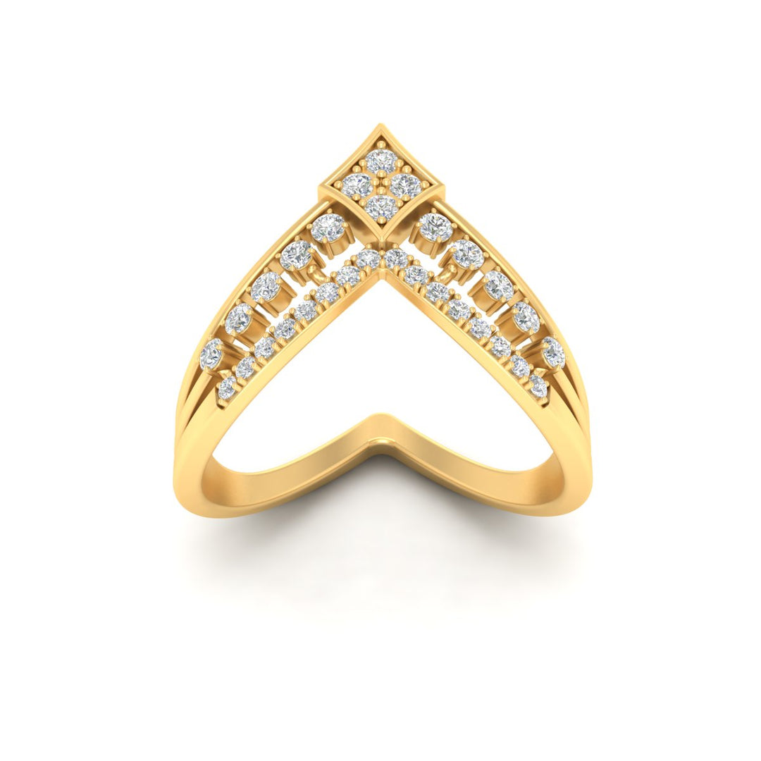 Double Row Crown Chevron Diamond Vanki Ring