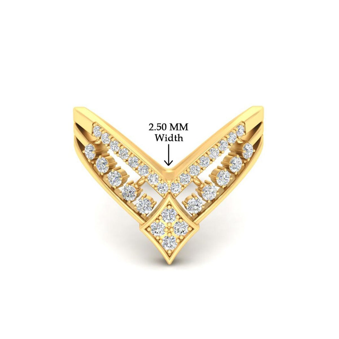 Double Row Crown Chevron Diamond Vanki Ring