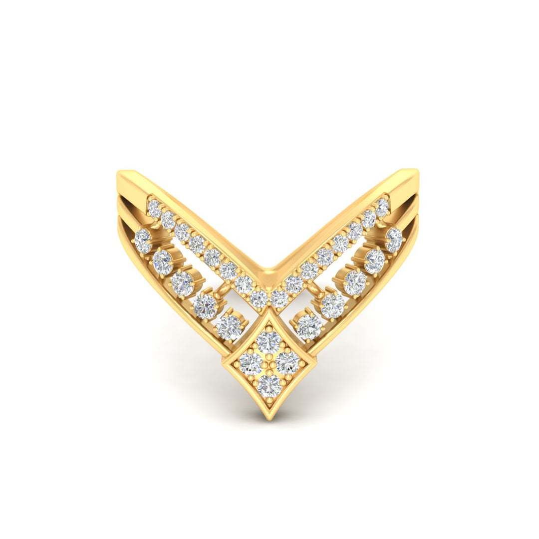 Double Row Crown Chevron Diamond Vanki Ring