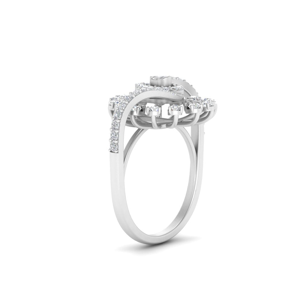 Elongated Natural Diamond Engagement Ring