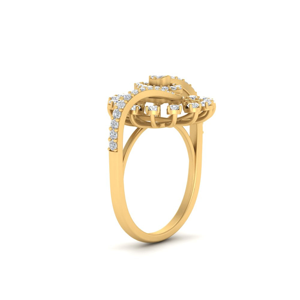 Elongated Natural Diamond Engagement Ring