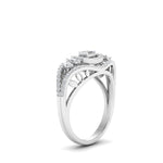 Load image into Gallery viewer, Emerald Cut Halo Cluster Wide Band Ring
