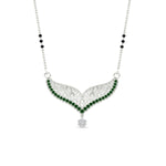 Load image into Gallery viewer, emerald-filigree-tanmaniya-3-black-beads-mangalsutra-in-white-gold-mgs9027gemgrangle1-nl-wg.jpg?v=1781780099