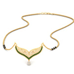 Load image into Gallery viewer, emerald-filigree-tanmaniya-3-black-beads-mangalsutra-in-yellow-gold-mgs9027gemgrsleep-nl-yg.jpg?v=1781780099
