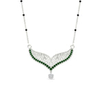 Load image into Gallery viewer, emerald-filigree-tanmaniya-spaced-out-mangalsutra-in-white-gold-mgs9027gemgrangle1-nl-wg.jpg?v=1781779945
