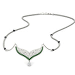 Load image into Gallery viewer, emerald-filigree-tanmaniya-spaced-out-mangalsutra-in-white-gold-mgs9027gemgrsleep-nl-wg.jpg?v=1781779946