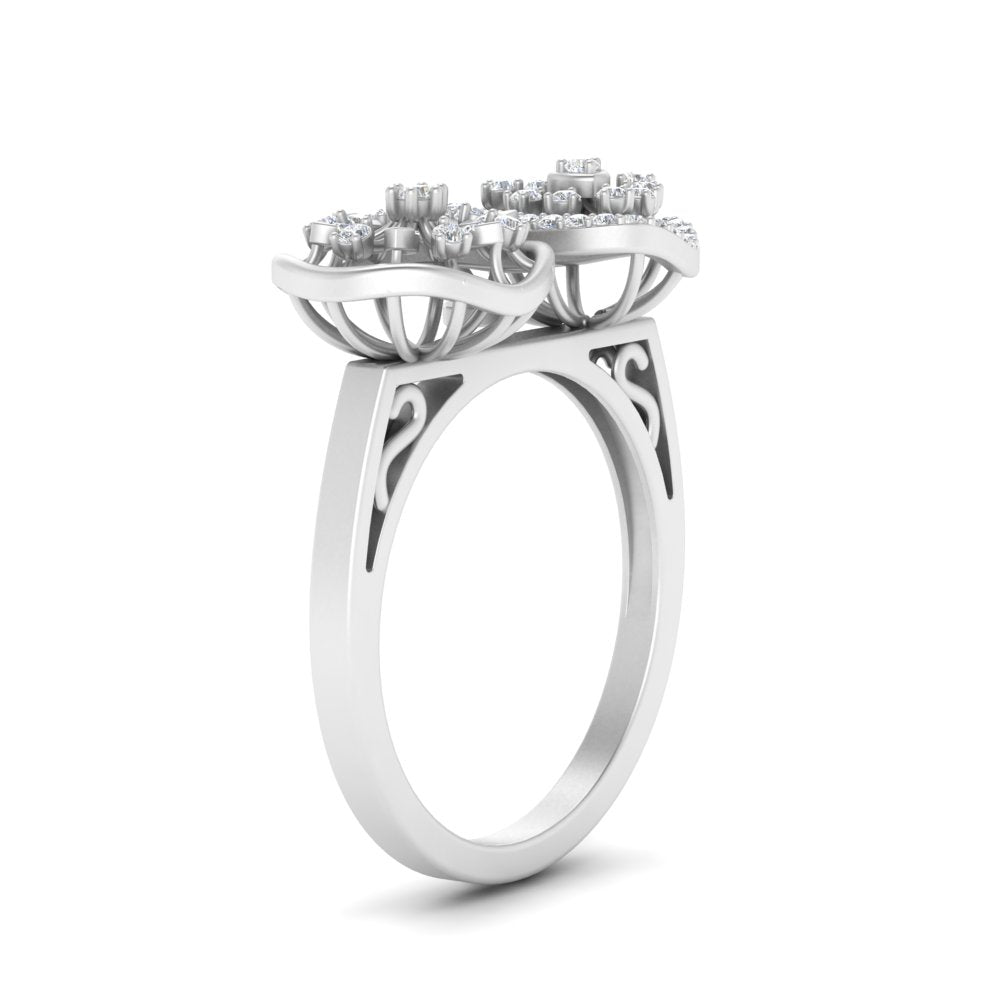 Wide Real Diamond Cocktail Ring