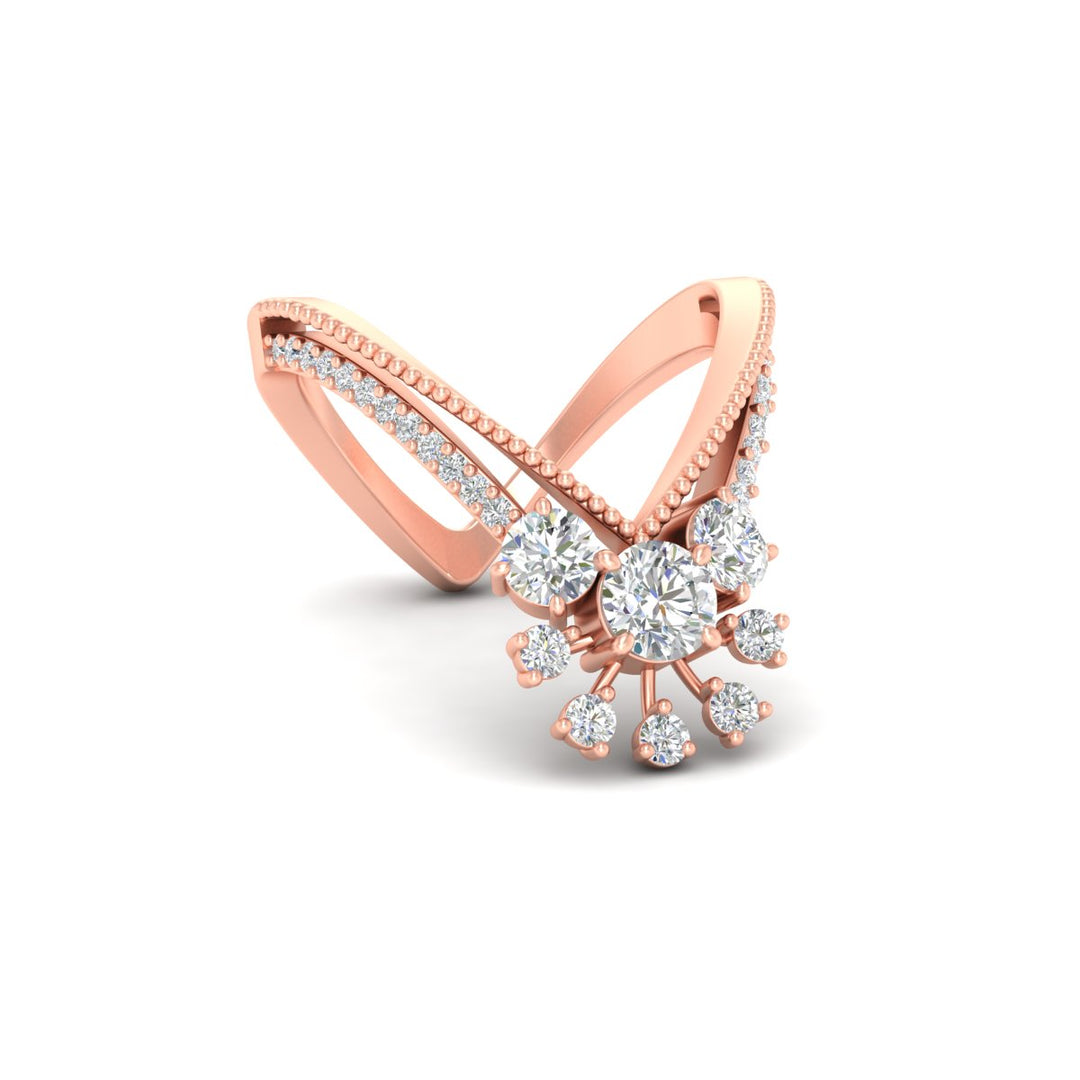 Floral Cluster Round Cut Diamond Vanki Ring