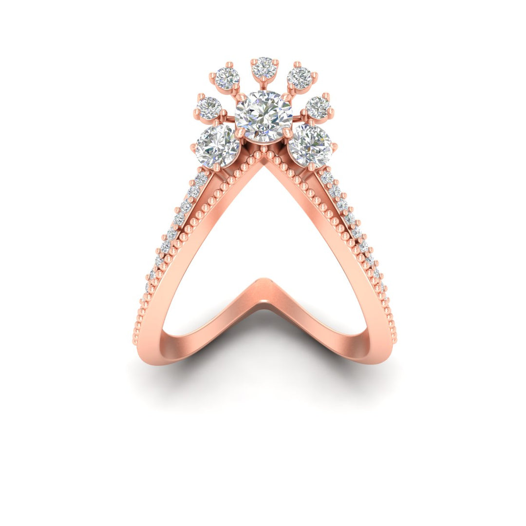 Floral Cluster Round Cut Diamond Vanki Ring
