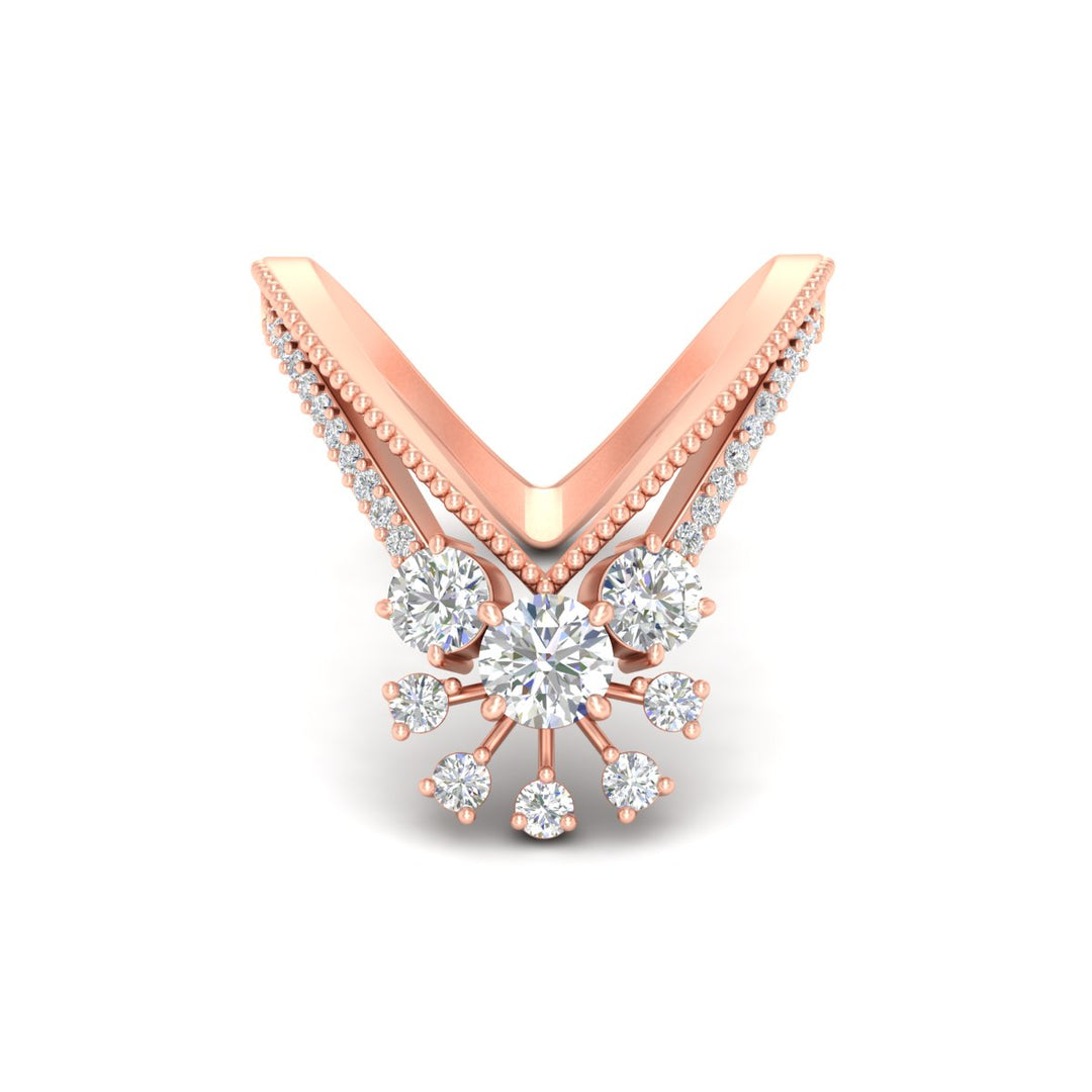 Floral Cluster Round Cut Diamond Vanki Ring